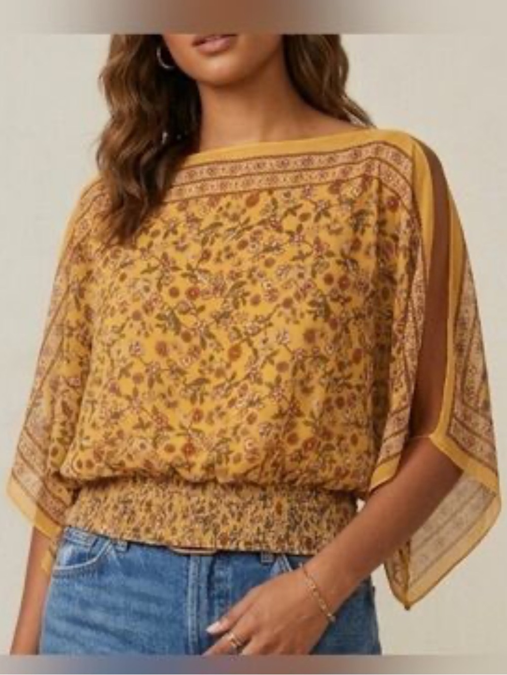 Max Studio Blouse Ruffle Sleeve Yellow Size Large